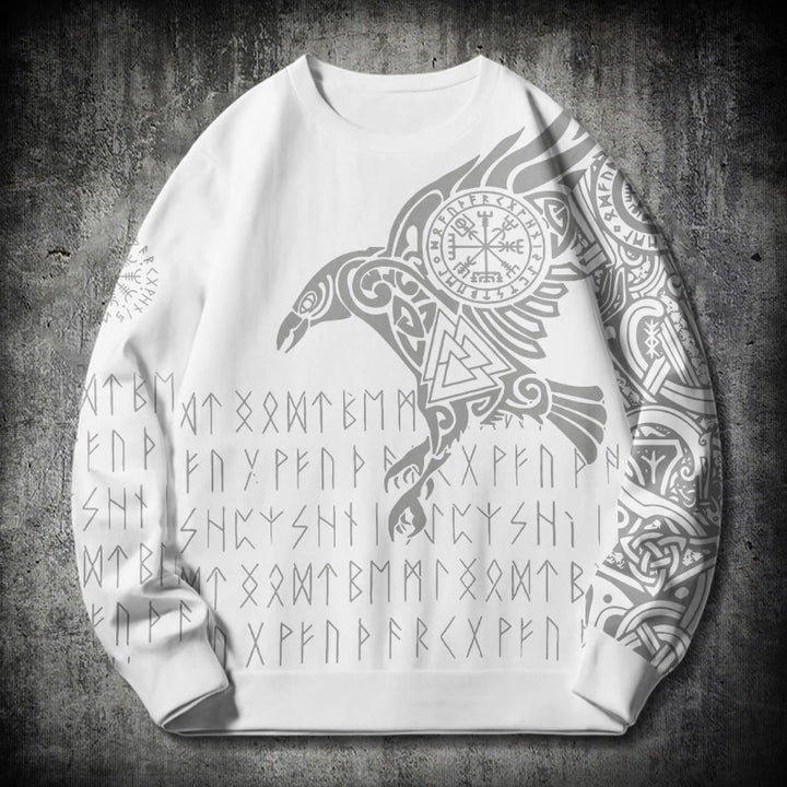 WorldNorse Raven With Vegvisir Runes Valknut Sweatshirt