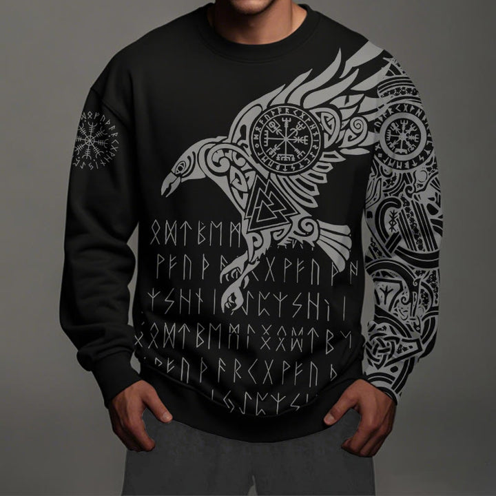 WorldNorse Raven With Vegvisir Runes Valknut Sweatshirt