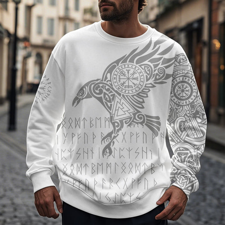 WorldNorse Raven With Vegvisir Runes Valknut Sweatshirt