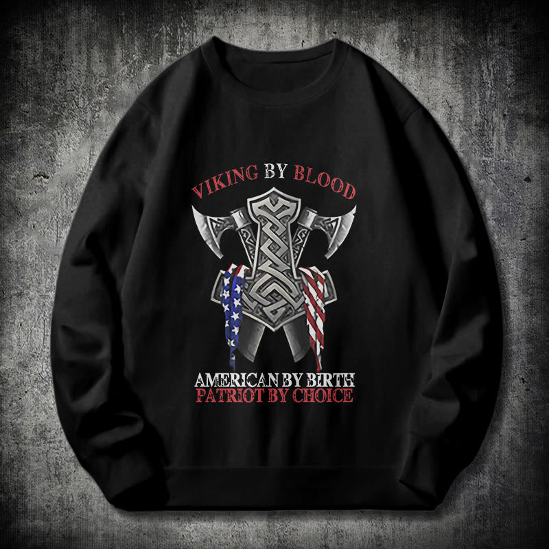 WorldNorse Viking By Blood Mjolnir Axe Celtic Knot Sweatshirt - Black - 2XL - image 0