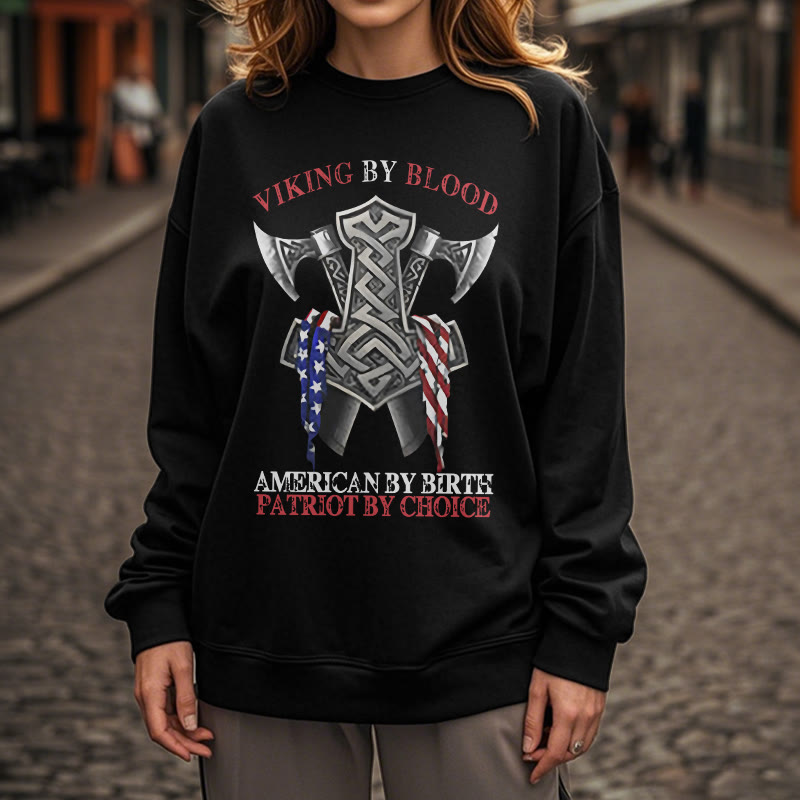 WorldNorse Viking By Blood Mjolnir Axe Celtic Knot Sweatshirt