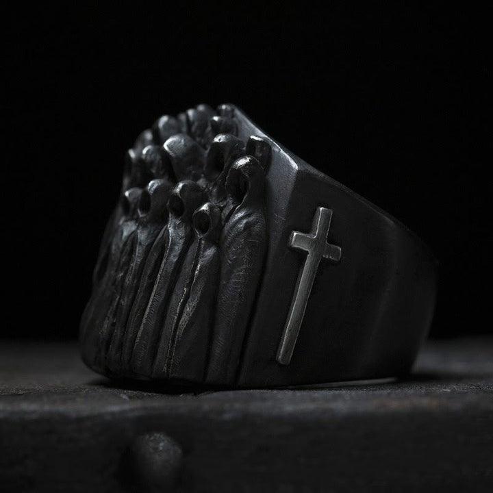 WorldNorse Shadow Figures Cross Ring