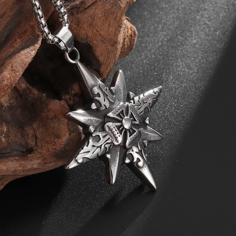 WorldNorse Star Compass Cross Necklace