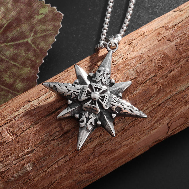 WorldNorse Star Compass Cross Necklace