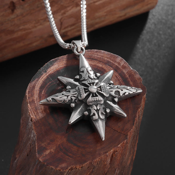 WorldNorse Star Compass Cross Necklace