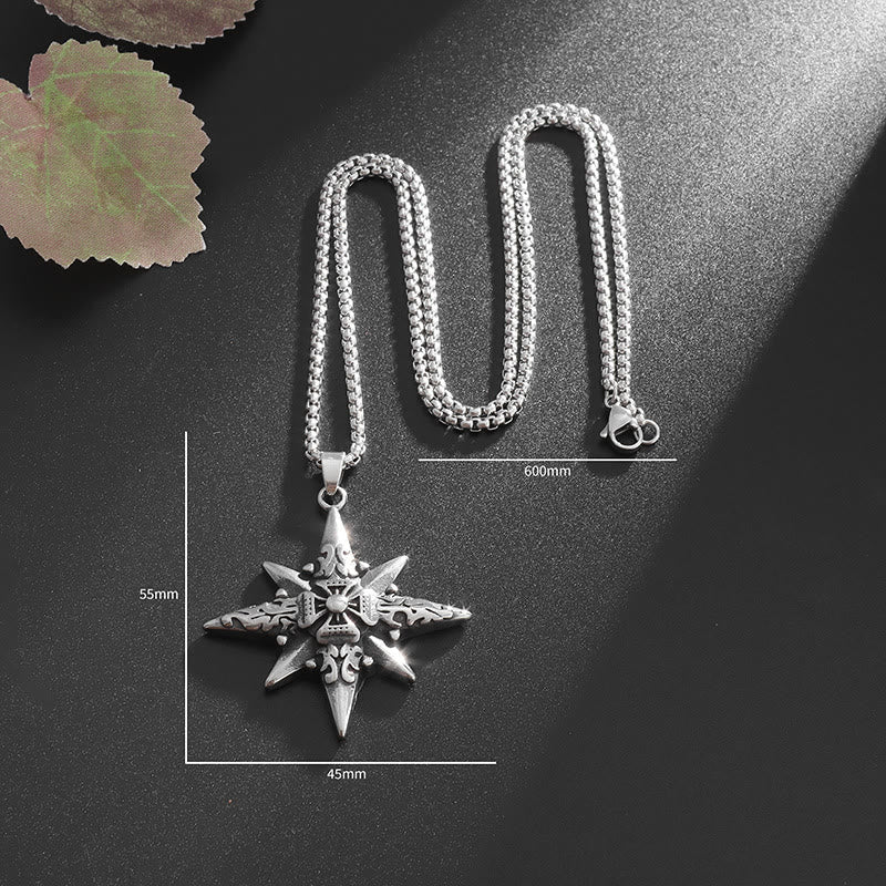 WorldNorse Star Compass Cross Necklace