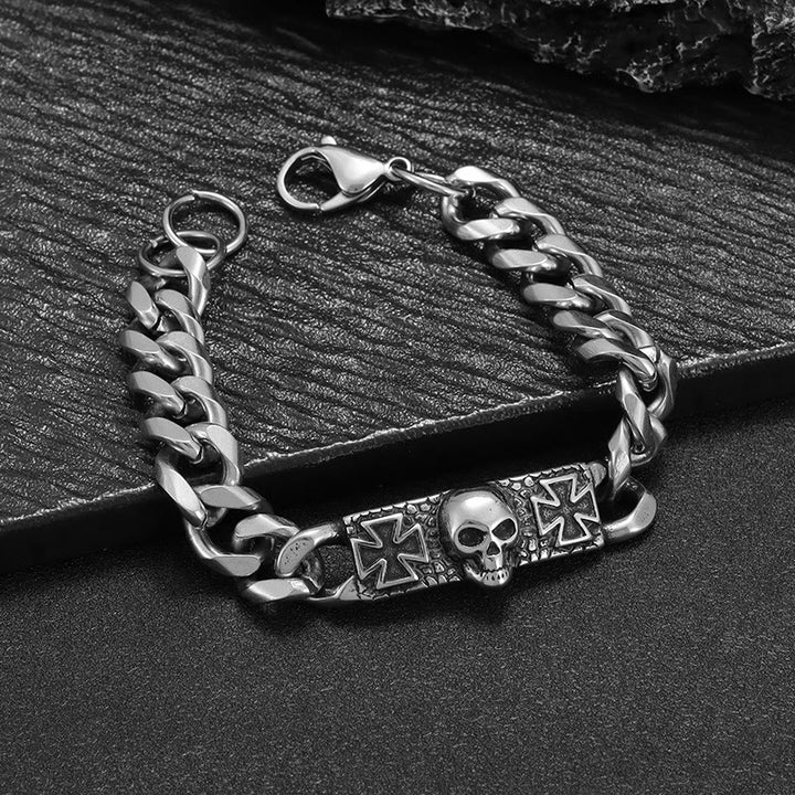 WorldNorse Skull Cross Stainless Steel Bracelet