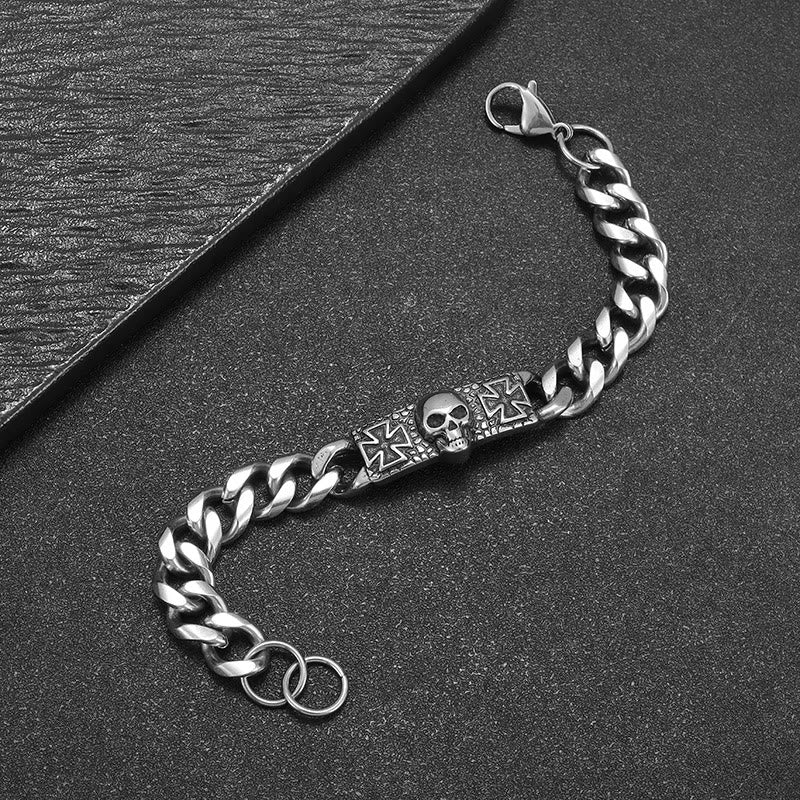 WorldNorse Skull Cross Stainless Steel Bracelet