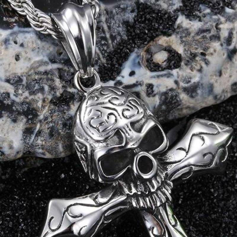 WorldNorse Skull Cross Vines Necklace