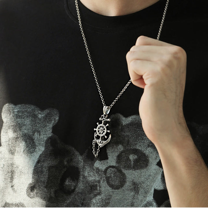 WorldNorse Marine Anchor Wheel Necklace