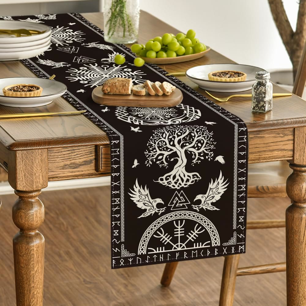 WorldNorse Yggdrasil Mjolnir Rune Table Runner