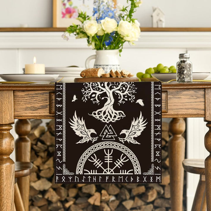 WorldNorse Yggdrasil Mjolnir Rune Table Runner