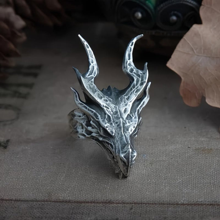 WorldNorse Vintage Dragon Head Design Open Ring