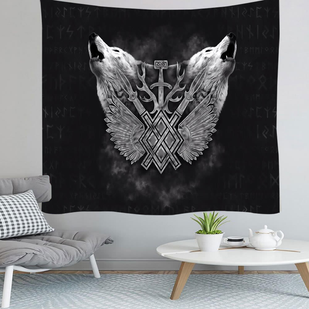WorldNorse Viking Wolves Rune Tapestry - image 9