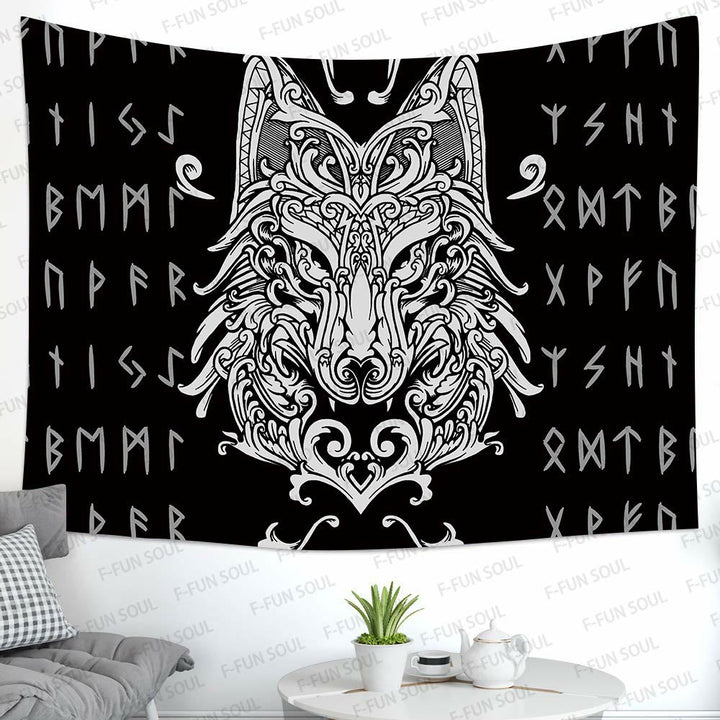 WorldNorse Yggdrasil Wolves Rune Tapestry