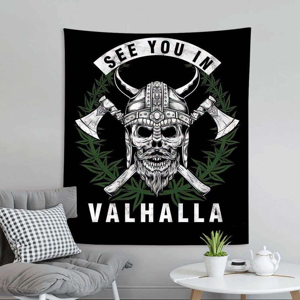 WorldNorse Viking Wolves Rune Tapestry - Viking Axe#2 - Flannel Fabric - 340X180cm - image 13