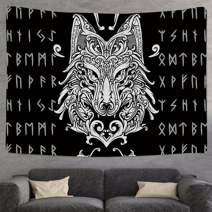 WorldNorse Viking Wolves Rune Tapestry