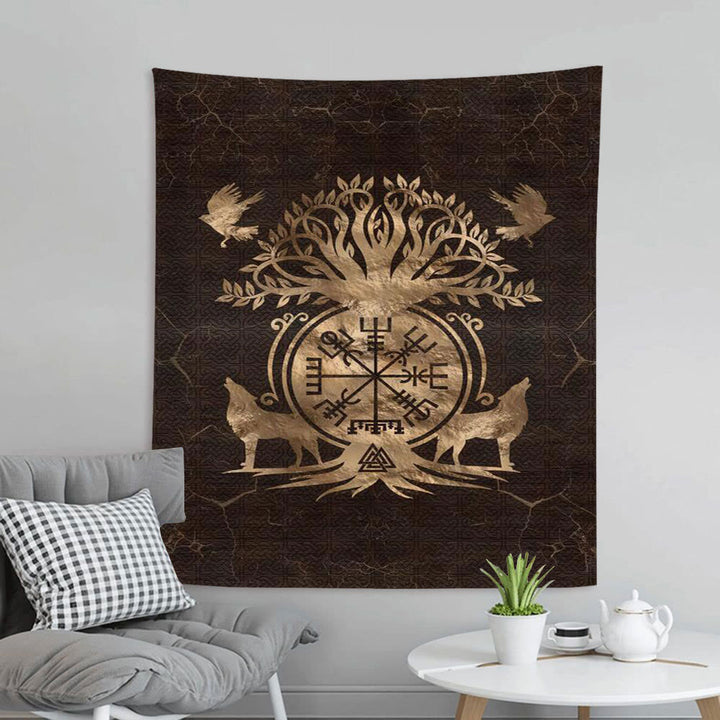 WorldNorse Viking Wolves Rune Tapestry