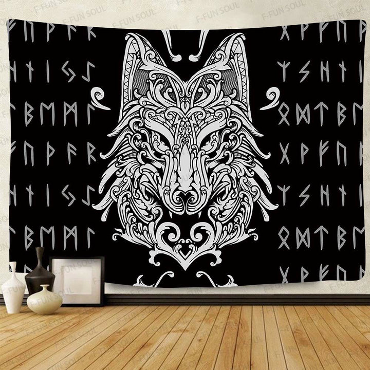 WorldNorse Viking Wolves Rune Tapestry