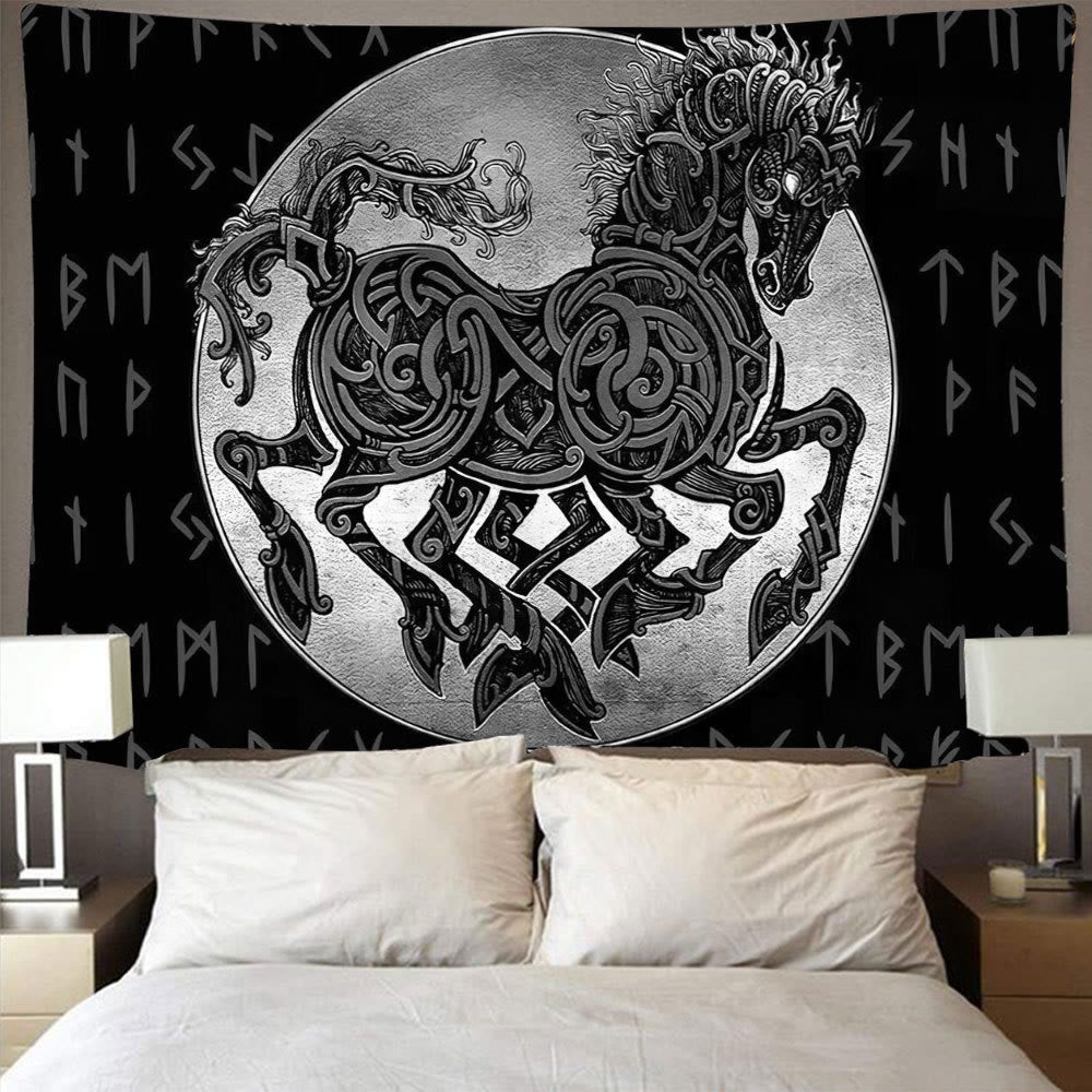 WorldNorse Viking Wolves Rune Tapestry