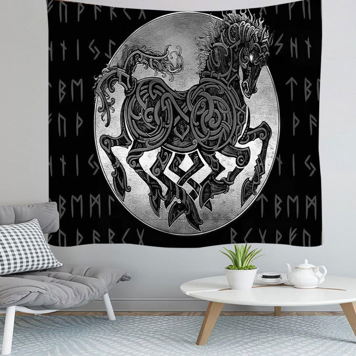 WorldNorse Yggdrasil Wolves Rune Tapestry