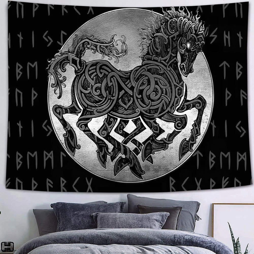 WorldNorse Viking Wolves Rune Tapestry