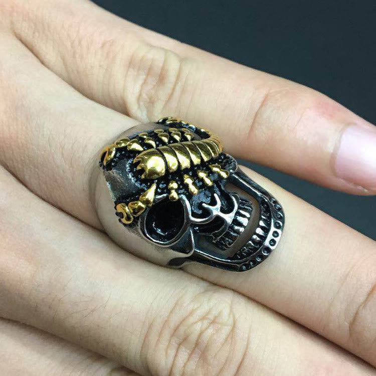 WorldNorse Stainless Steel Scorpion Skull Ring