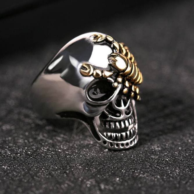 WorldNorse Stainless Steel Scorpion Skull Ring