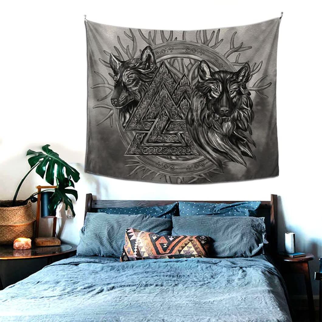 WorldNorse Wolves Valknut Tapestry