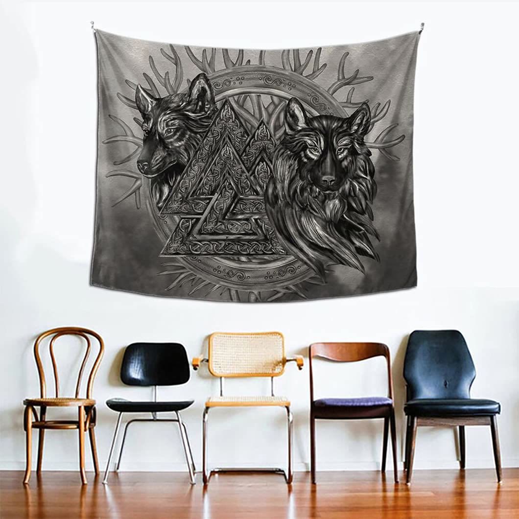 WorldNorse Wolves Valknut Tapestry