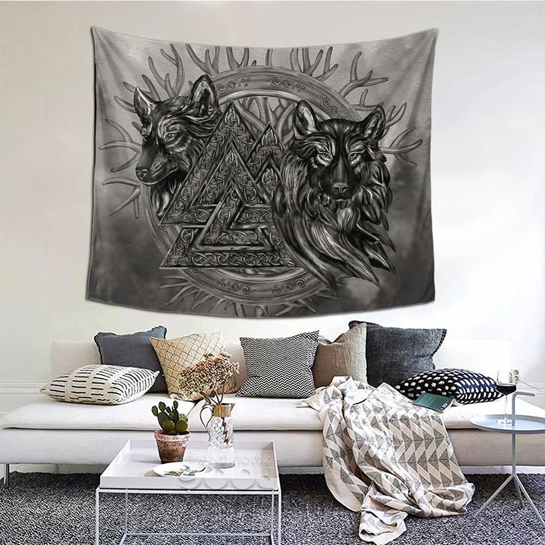 WorldNorse Wolves Valknut Tapestry