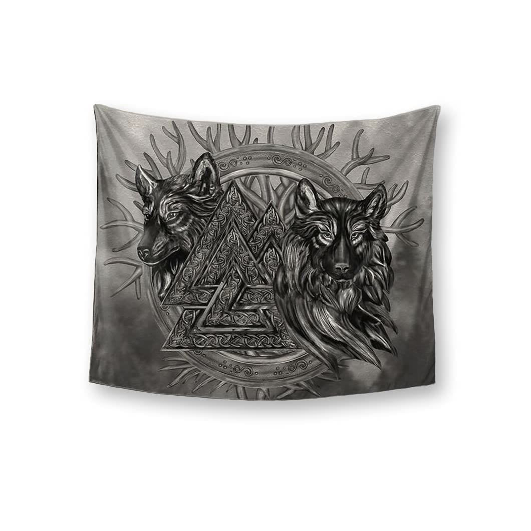 WorldNorse Wolves Valknut Tapestry