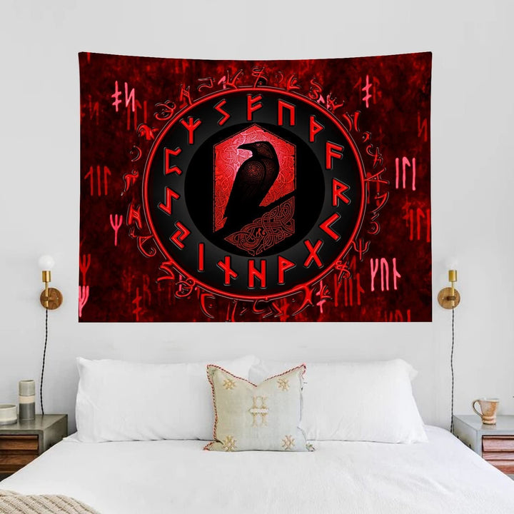 WorldNorse Viking Raven Rune Tapestry