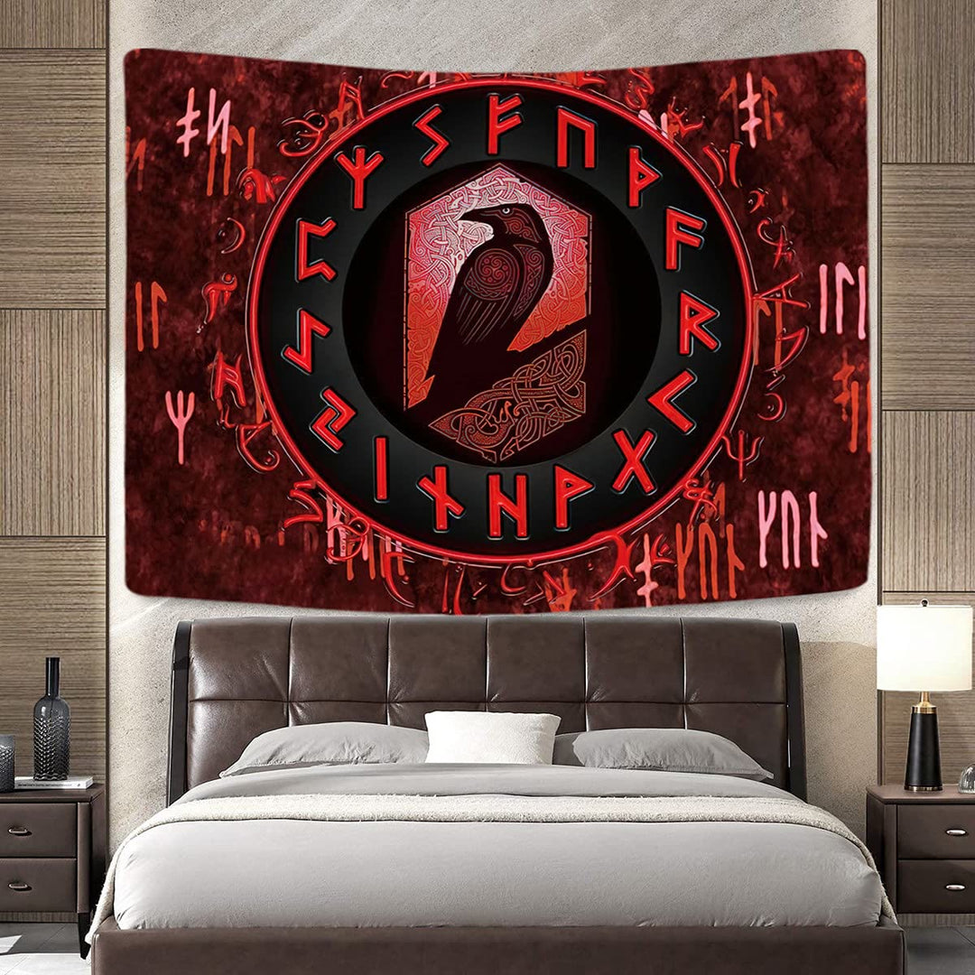 WorldNorse Viking Raven Rune Tapestry