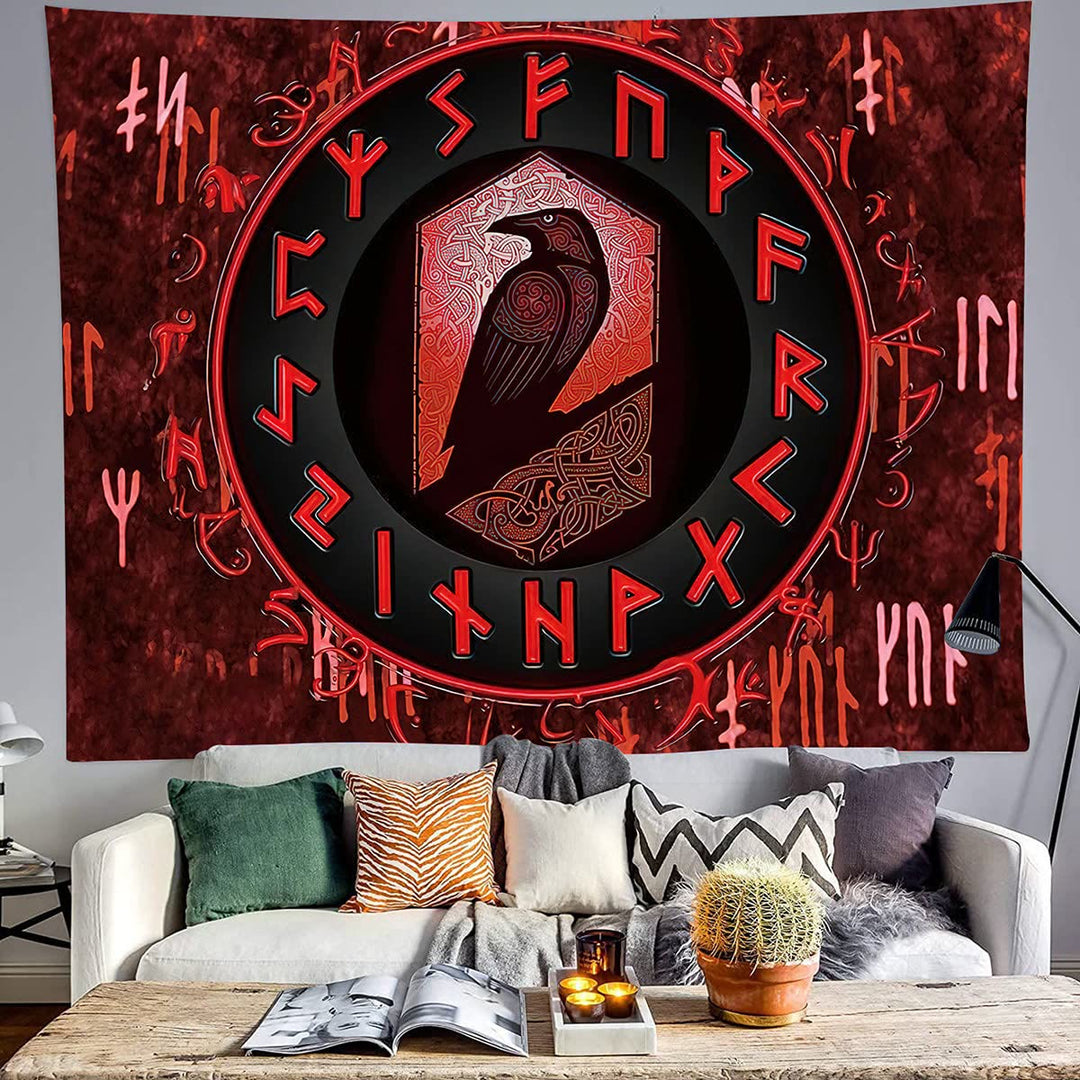 WorldNorse Viking Raven Rune Tapestry