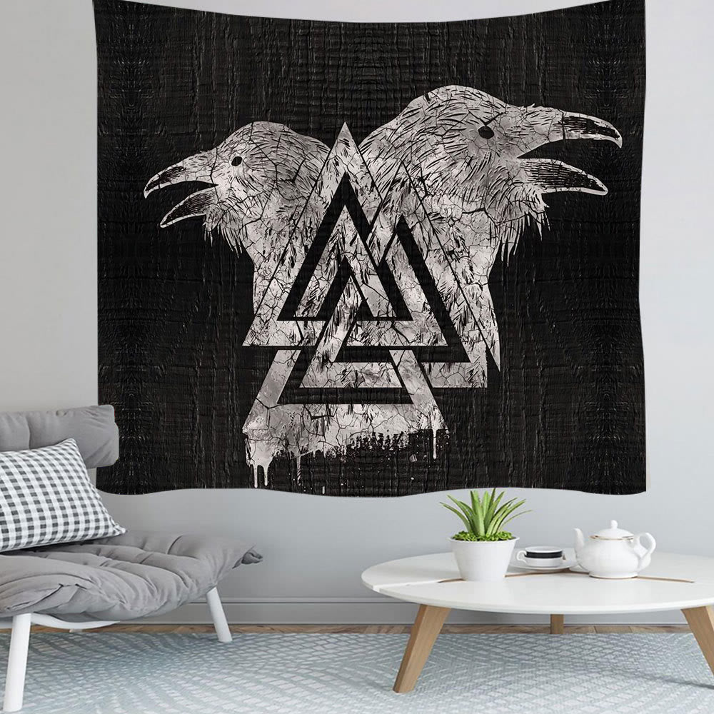 WorldNorse Viking Valknut Raven Tapestry