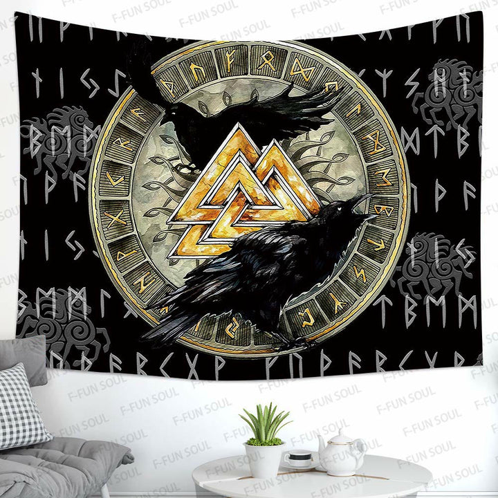 WorldNorse Viking Valknut Raven Tapestry