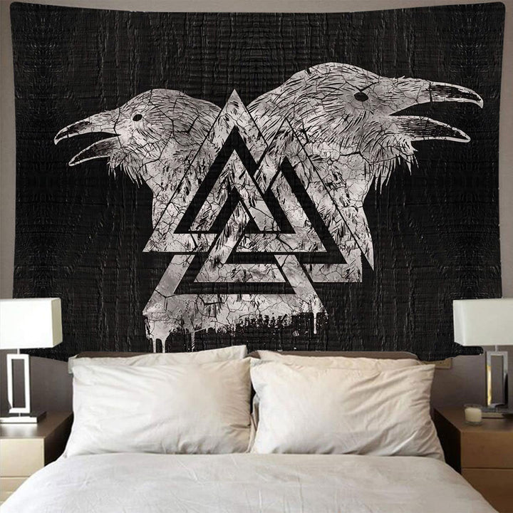 WorldNorse Viking Valknut Raven Tapestry