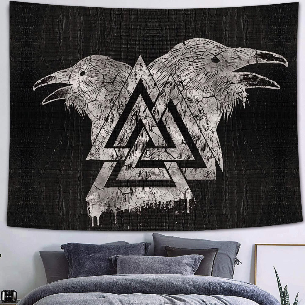 WorldNorse Viking Valknut Raven Tapestry