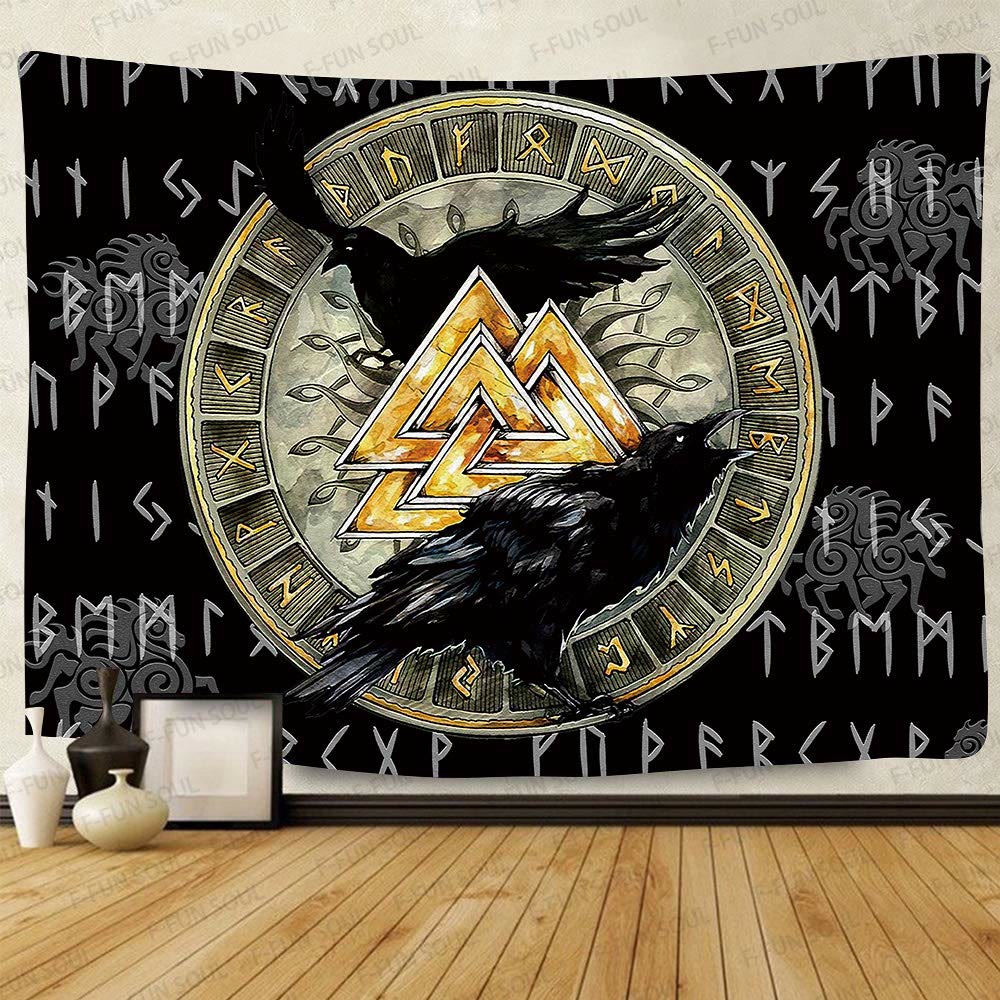 WorldNorse Viking Valknut Raven Tapestry