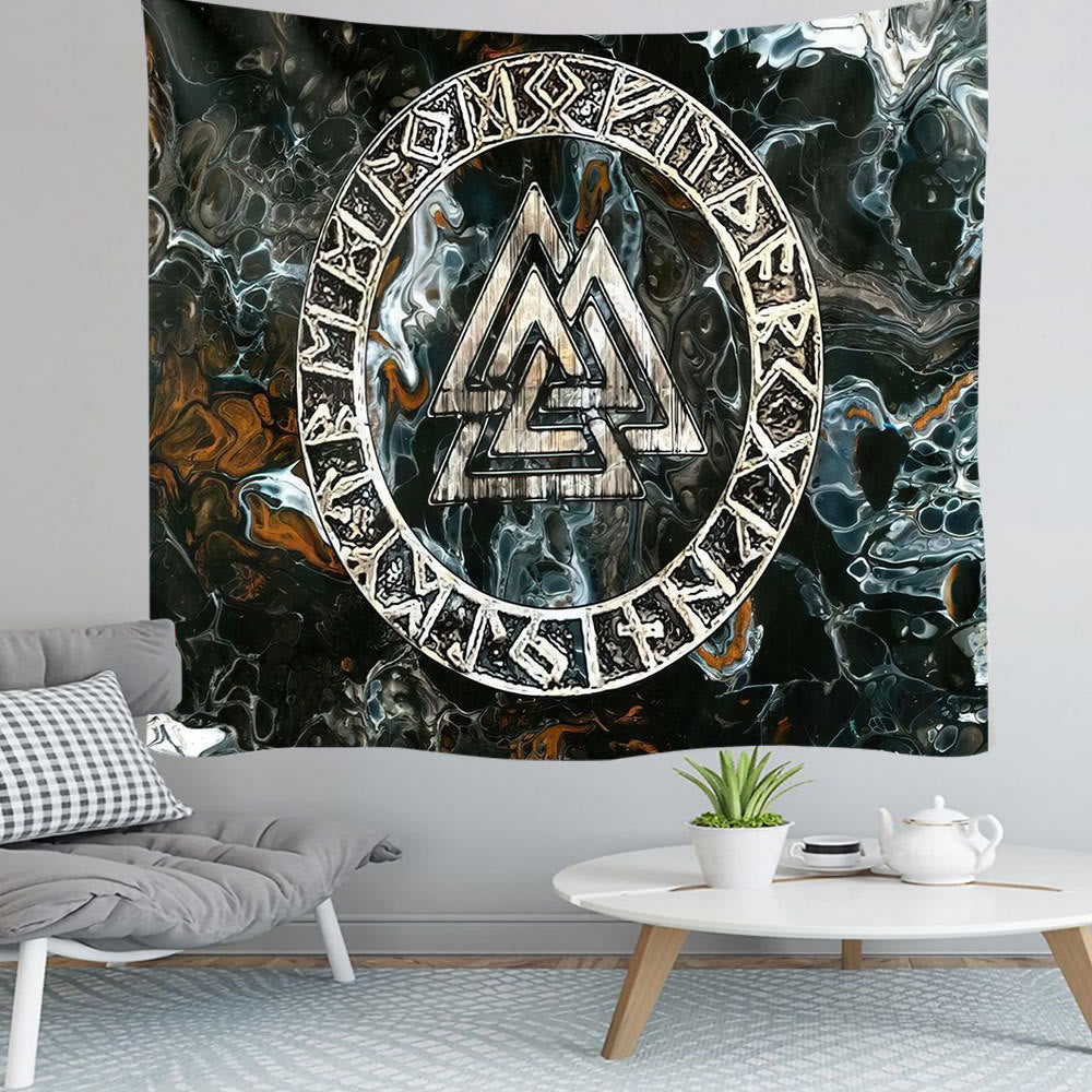 WorldNorse Viking Valknut Raven Tapestry