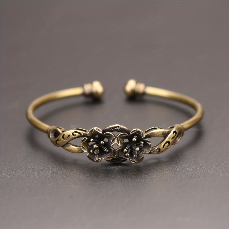 FREE Today: Copper Vintage Flower Open Cuff Bracelet