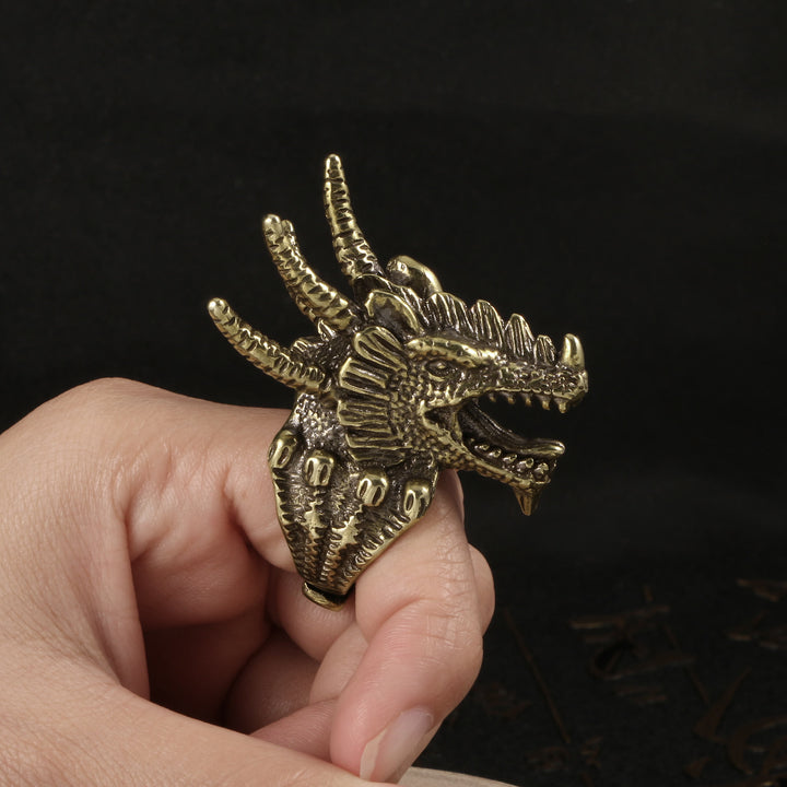 WorldNorse Warcraft Tyrannosaurus Dragon Head Ring - Tetraceratops - image 5