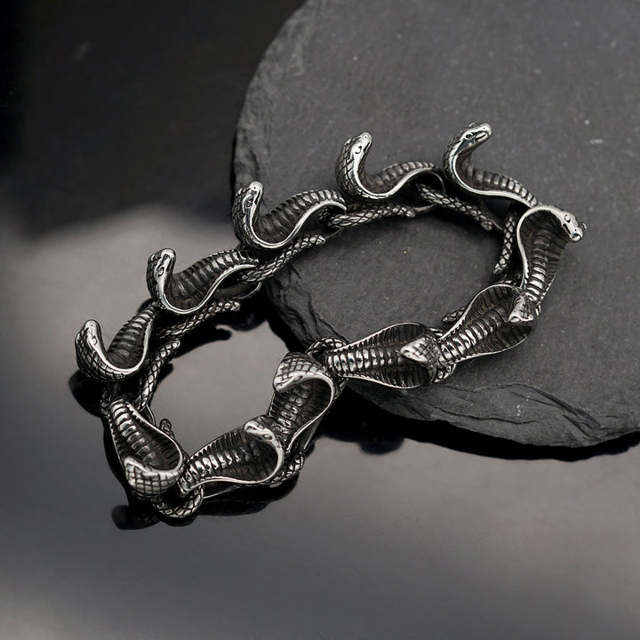 WorldNorse Gothic Snake Head Bracelet