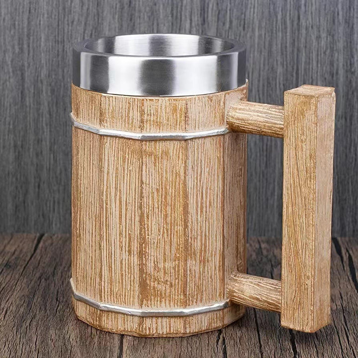 WorldNorse Square Handle Wood Grain Mug