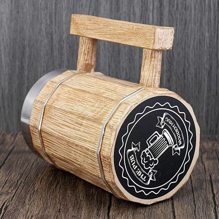 WorldNorse Square Handle Wood Grain Mug