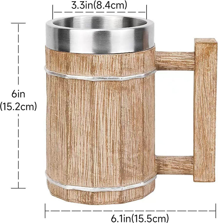 WorldNorse Square Handle Wood Grain Mug