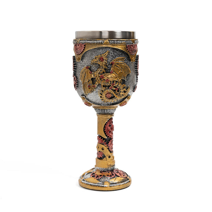 WorldNorse Steampunk Dragon Statue Goblet