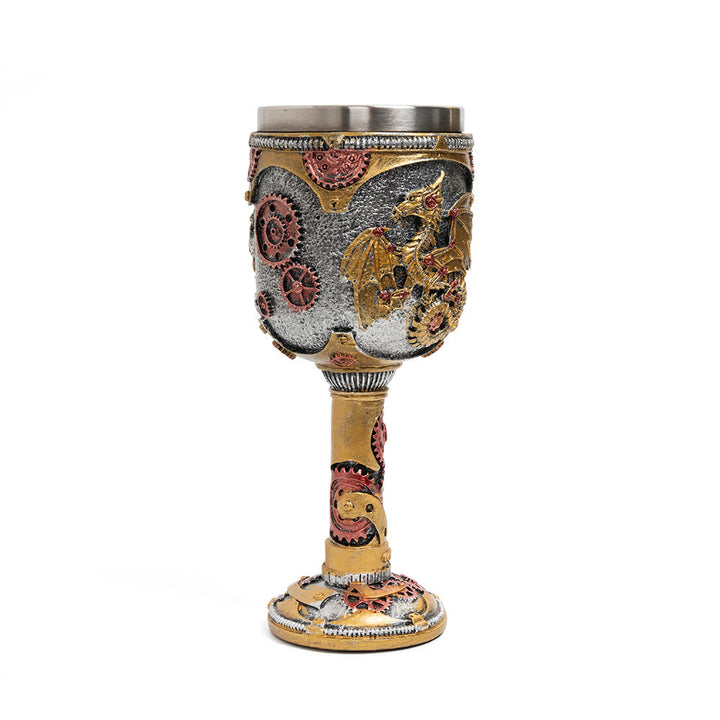 WorldNorse Steampunk Dragon Statue Goblet