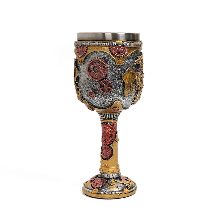 WorldNorse Steampunk Dragon Statue Goblet